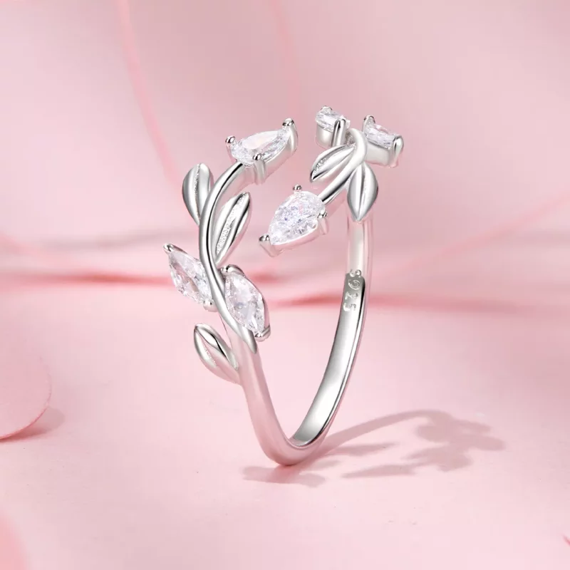 (afbeelding voor) PANDORA Stijl Blad Omsluiting Open Ring - BSR552-E - Bekijken 2