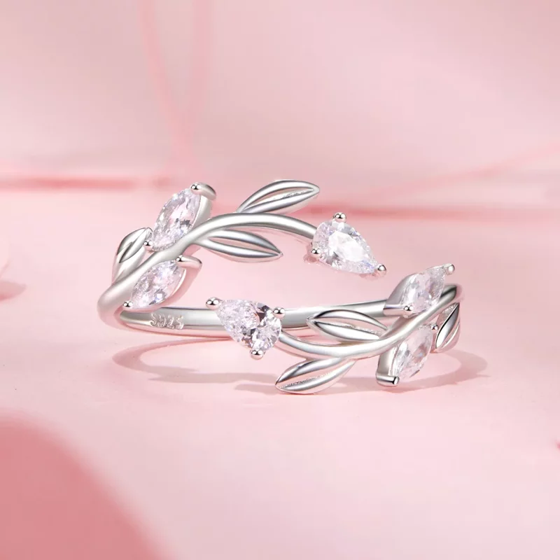 (afbeelding voor) PANDORA Stijl Blad Omsluiting Open Ring - BSR552-E - Bekijken 3