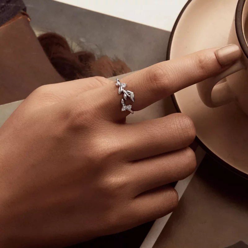 (afbeelding voor) PANDORA Stijl Blad Open Ring - BSR562-E - Bekijken 5