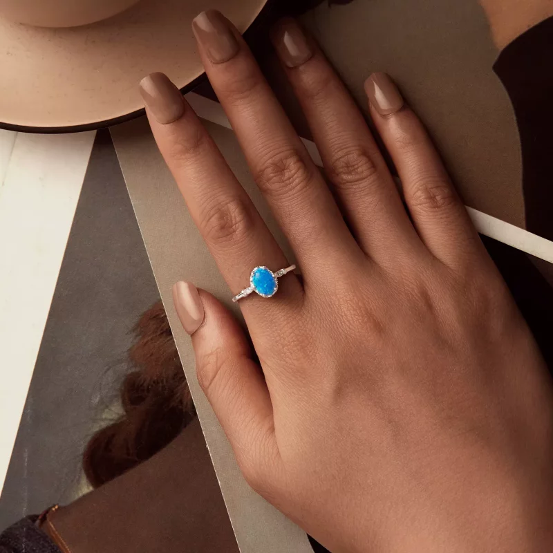 (afbeelding voor) PANDORA Stijl Kroon Blauwe Opaal Ring - BSR564 - Bekijken 4