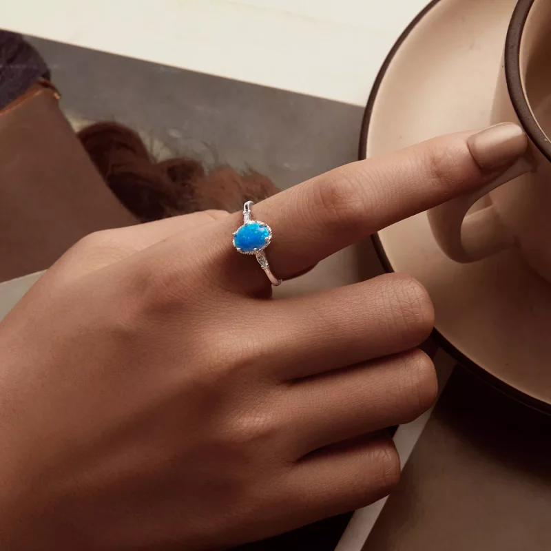(afbeelding voor) PANDORA Stijl Kroon Blauwe Opaal Ring - BSR564 - Bekijken 5