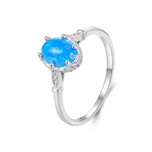 PANDORA Stijl Kroon Blauwe Opaal Ring - BSR564 (afbeelding voor) PANDORA Stijl Kroon Blauwe Opaal Ring - BSR564