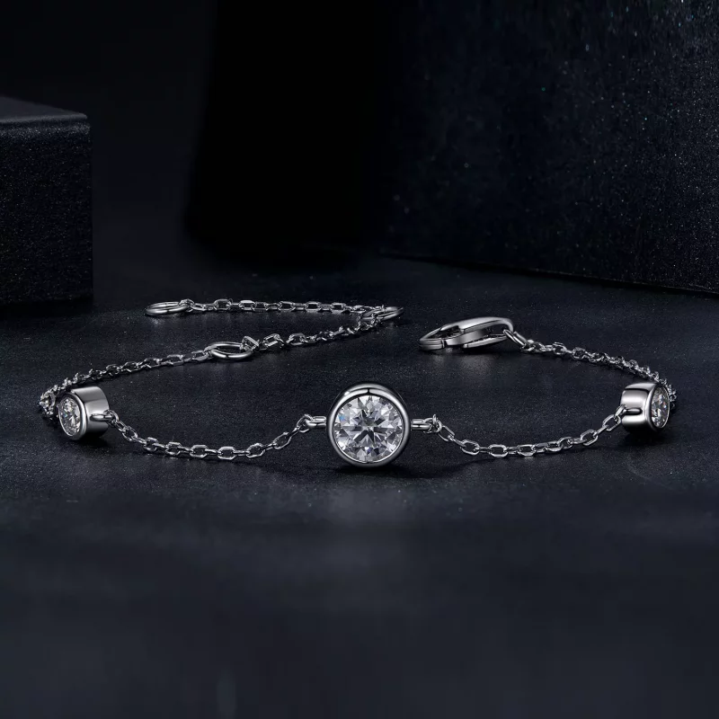 (afbeelding voor) PANDORA Stijl Sterrenhemel Moissanite Armband (met één certificaat) - MSB018 - Bekijken 3