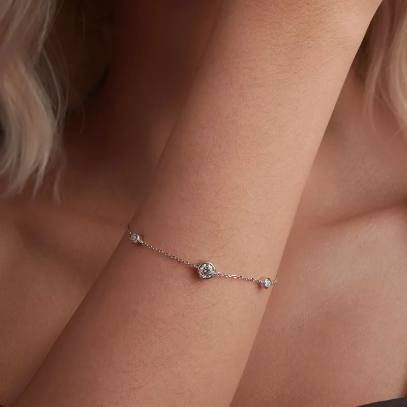 (afbeelding voor) PANDORA Stijl Sterrenhemel Moissanite Armband (met één certificaat) - MSB018 - Bekijken 4