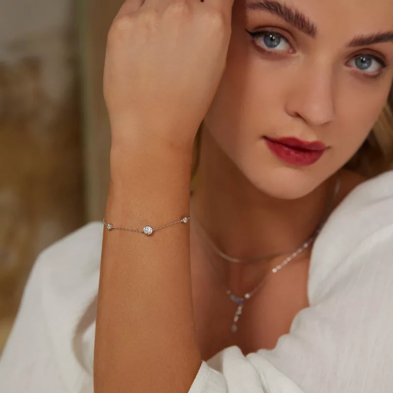(afbeelding voor) PANDORA Stijl Sterrenhemel Moissanite Armband (met één certificaat) - MSB018 - Bekijken 6