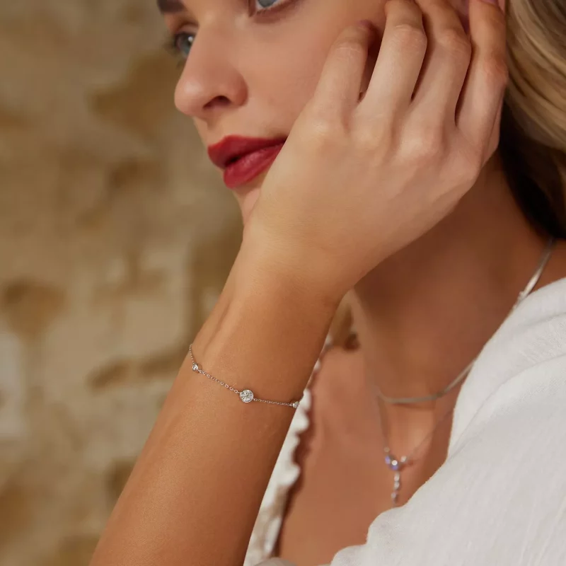 (afbeelding voor) PANDORA Stijl Sterrenhemel Moissanite Armband (met één certificaat) - MSB018 - Bekijken 7