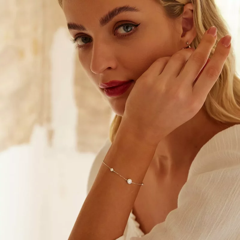 (afbeelding voor) PANDORA Stijl Sterrenhemel Moissanite Armband (met één certificaat) - MSB018 - Bekijken 8