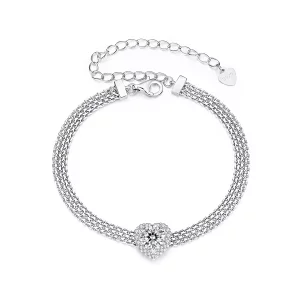 (afbeelding voor) PANDORA-stijl Hart Moissanite Geverfde Armband (met één certificaat) - MSB019