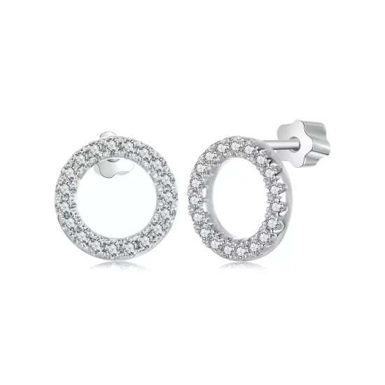 (afbeelding voor) PANDORA Stijl Sterrenacht Moissaniet 0.013ct Oorbellen (Twee Certificaten) - MSE055