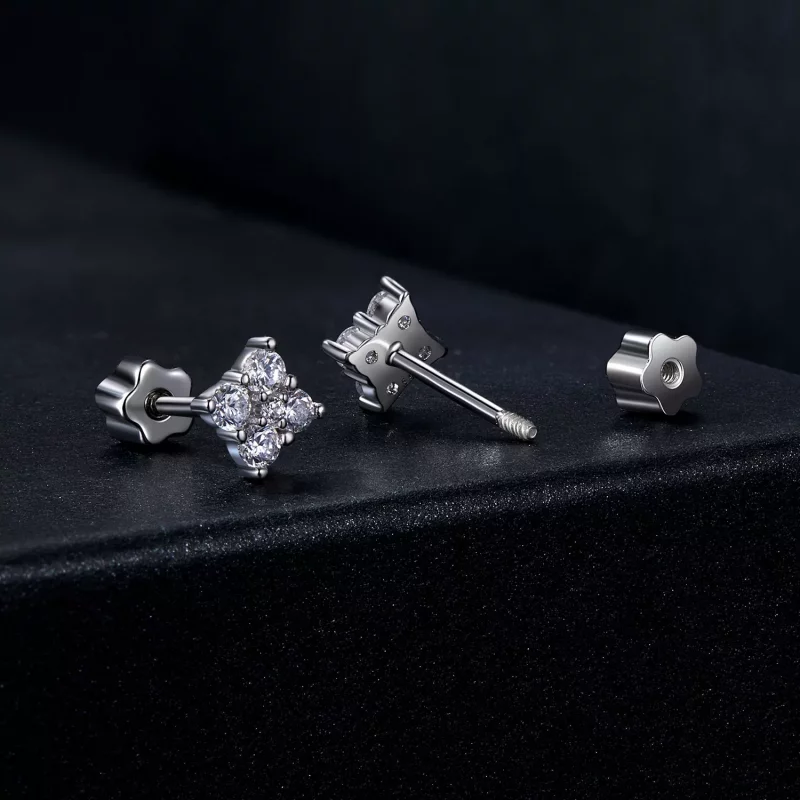 (afbeelding voor) PANDORA Stijl Vierbladklaver moissanite oorbellen (met één certificaat) - MSE056 - Bekijken 2