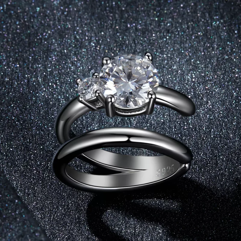 (afbeelding voor) PANDORA Stijl Dubbele Moissanite Oorklem (met één certificaat) - MSE058 - Bekijken 2