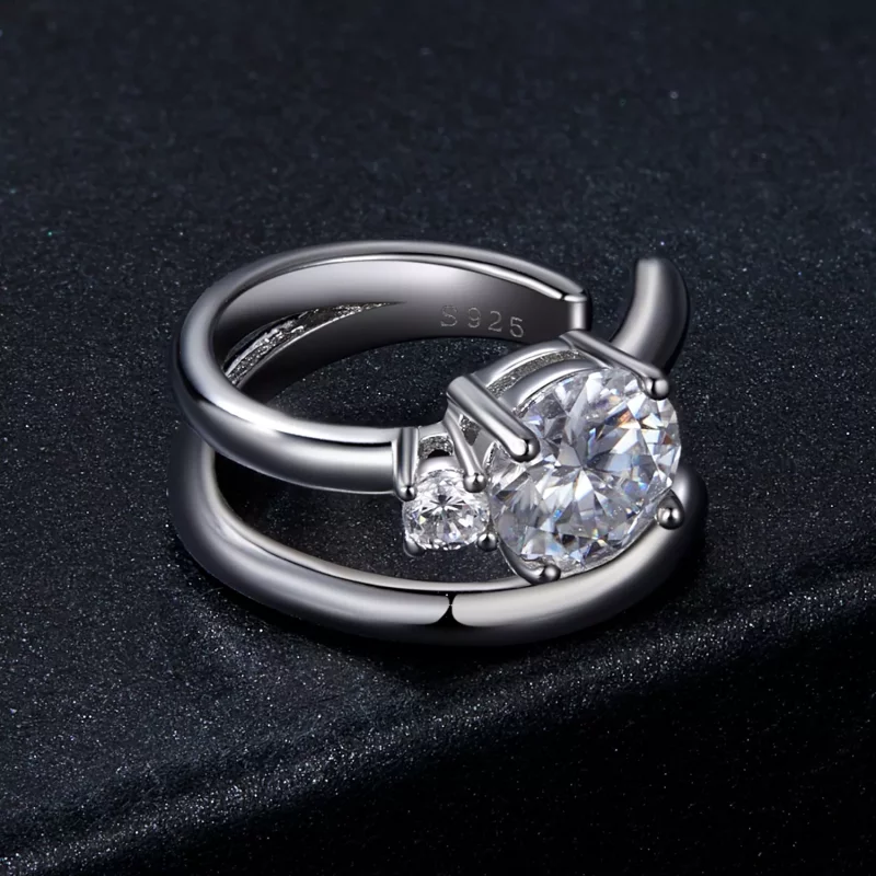 (afbeelding voor) PANDORA Stijl Dubbele Moissanite Oorklem (met één certificaat) - MSE058 - Bekijken 3