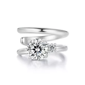 PANDORA Stijl Dubbele Moissanite Oorklem (met één certificaat) - MSE058 (afbeelding voor) PANDORA Stijl Dubbele Moissanite Oorklem (met één certificaat) - MSE058