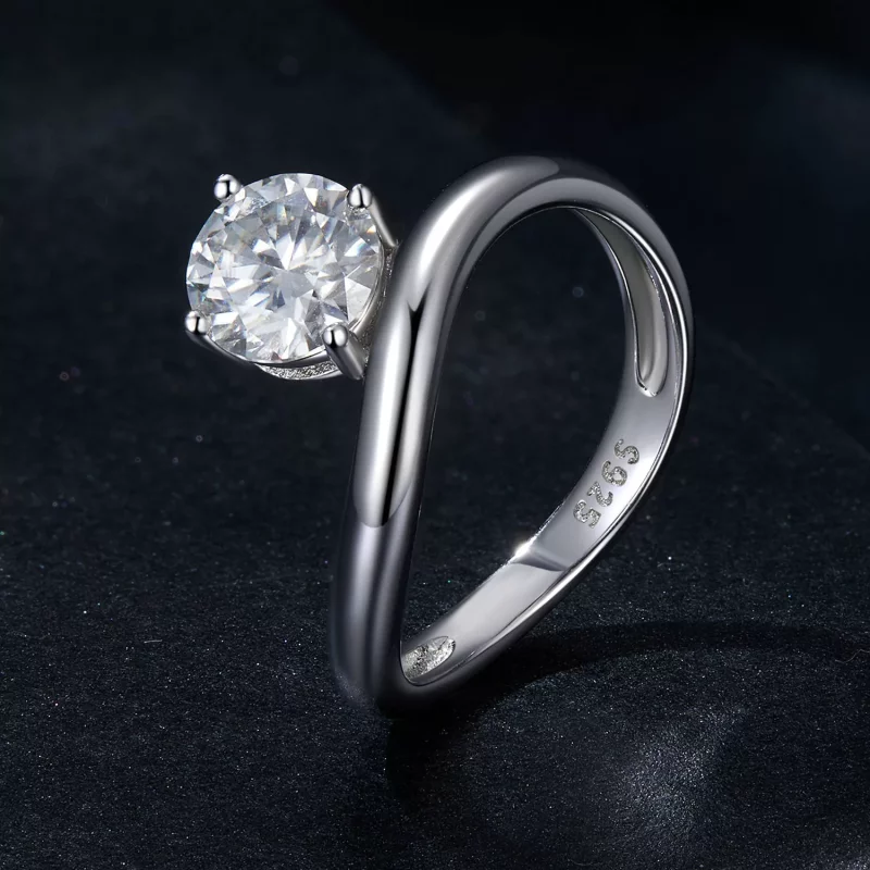 (afbeelding voor) PANDORA Stijl Eenvoudige 1ct Moissaniet ring (met één certificaat) - MSR050 - Bekijken 2
