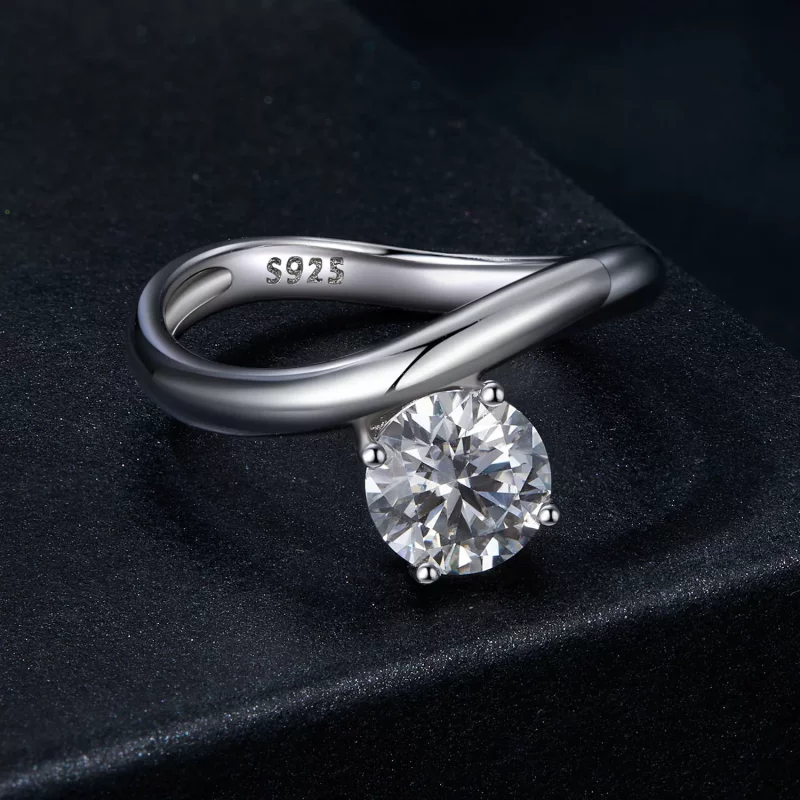 (afbeelding voor) PANDORA Stijl Eenvoudige 1ct Moissaniet ring (met één certificaat) - MSR050 - Bekijken 3