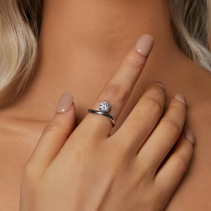 (afbeelding voor) PANDORA Stijl Eenvoudige 1ct Moissaniet ring (met één certificaat) - MSR050 - Bekijken 5