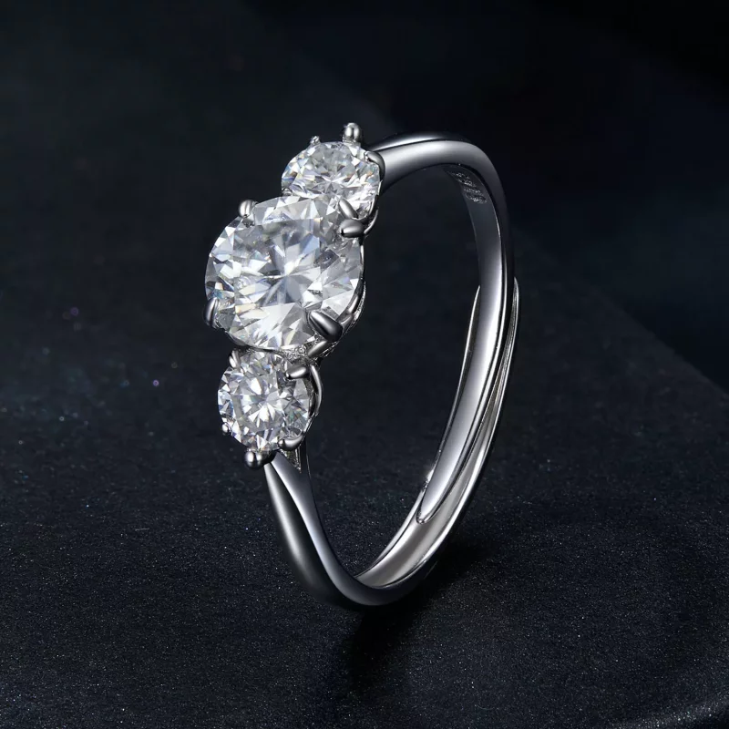 (afbeelding voor) PANDORA Stijl Romantisch 1ct Moissanite Open Ring (met één certificaat) - MSR051 - Bekijken 2