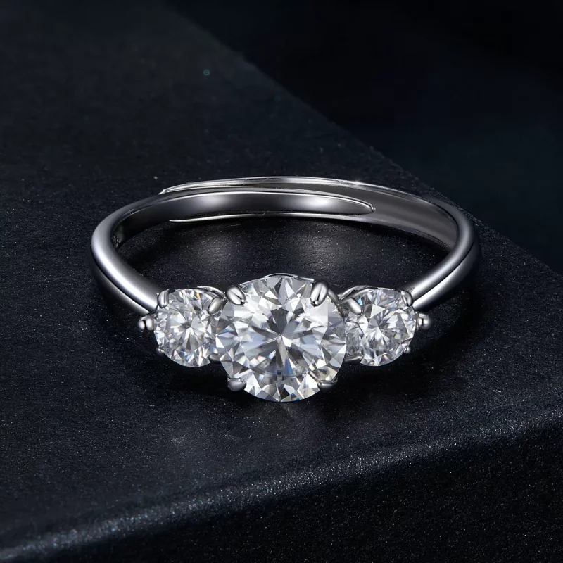 (afbeelding voor) PANDORA Stijl Romantisch 1ct Moissanite Open Ring (met één certificaat) - MSR051 - Bekijken 3