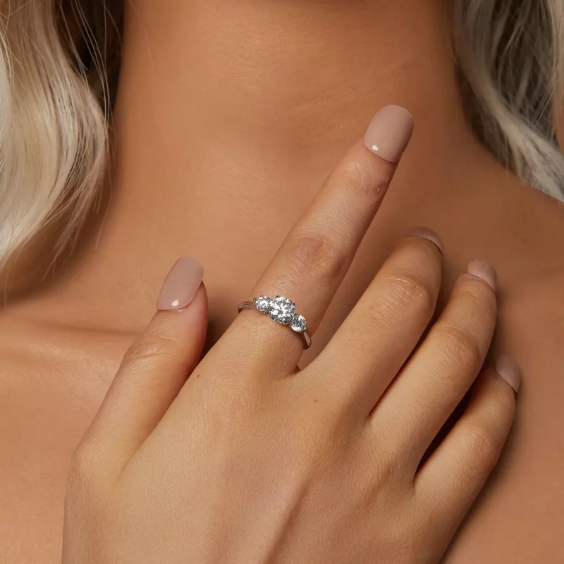 (afbeelding voor) PANDORA Stijl Romantisch 1ct Moissanite Open Ring (met één certificaat) - MSR051 - Bekijken 5