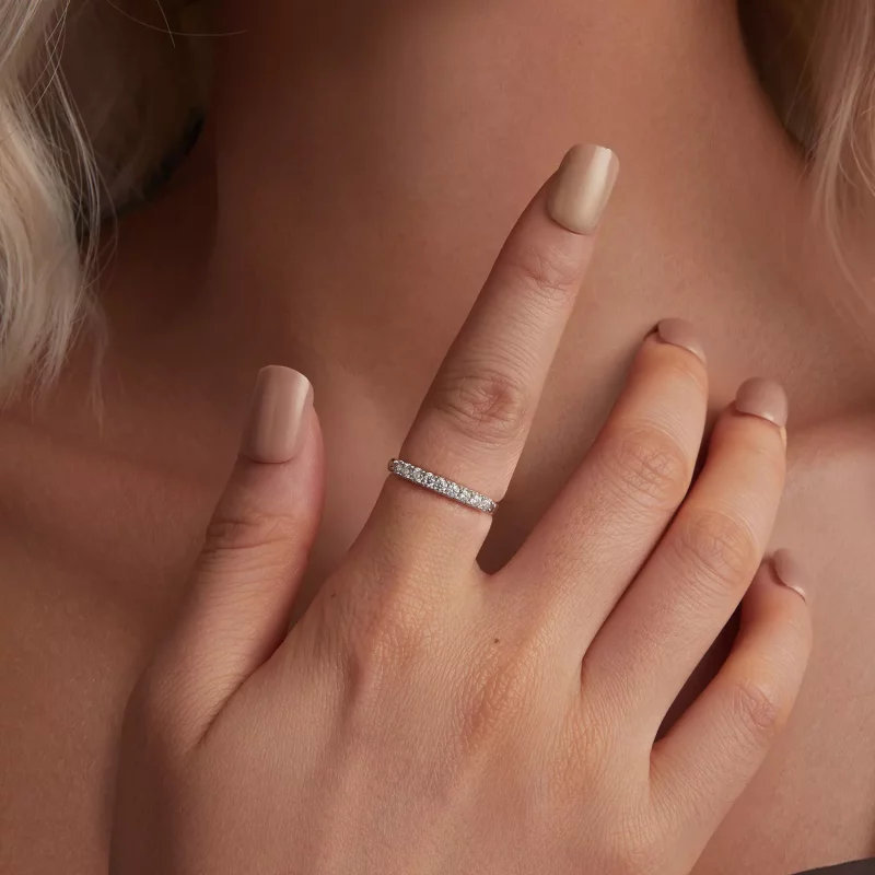 (afbeelding voor) PANDORA-stijl Moissanite Textured Ring (Eén Certificaat) - MSR052 - Bekijken 4