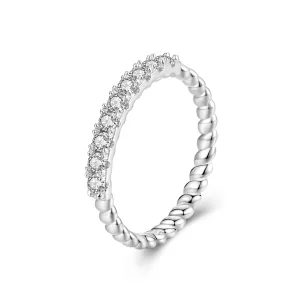PANDORA-stijl Moissanite Textured Ring (Eén Certificaat) - MSR052 (afbeelding voor) PANDORA-stijl Moissanite Textured Ring (Eén Certificaat) - MSR052