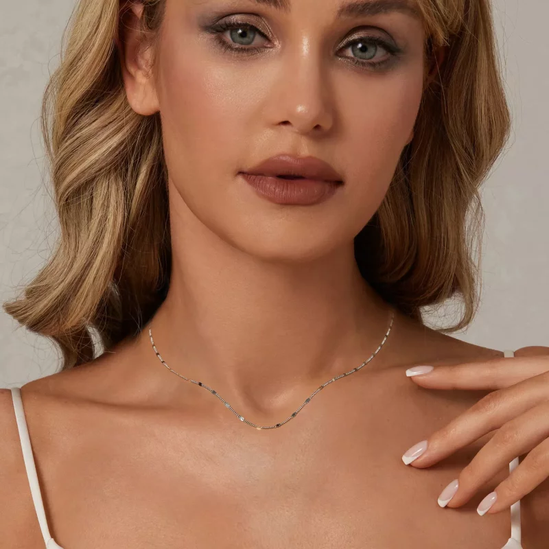(afbeelding voor) PANDORA Stijl Exquisite schitterende basisketting - SCA030 - Bekijken 7