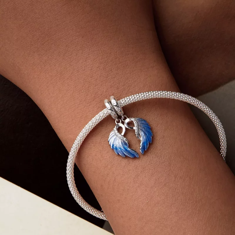 (afbeelding voor) PANDORA Stijl Blauwe Vleugels Dubbele Hanger - SCC2781 - Bekijken 4