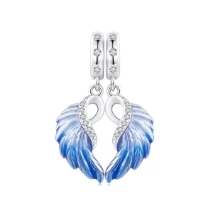 PANDORA Stijl Blauwe Vleugels Dubbele Hanger - SCC2781 (afbeelding voor) PANDORA Stijl Blauwe Vleugels Dubbele Hanger - SCC2781
