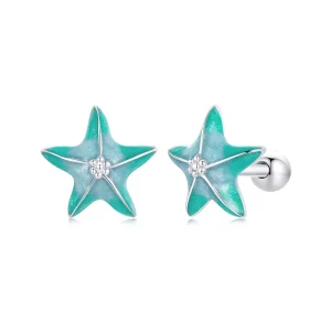 (afbeelding voor) PANDORA-stijl Zeester Turquoise Stekeloorknoopjes - SCE1747