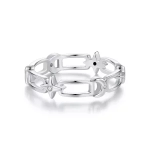 PANDORA Stijl Ster en Maan Ketting Ring - SCR1043 (afbeelding voor) PANDORA Stijl Ster en Maan Ketting Ring - SCR1043