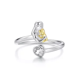 PANDORA Stijl Moeder en Kind Omhelzing Open Ring - SCR1051-E (afbeelding voor) PANDORA Stijl Moeder en Kind Omhelzing Open Ring - SCR1051-E
