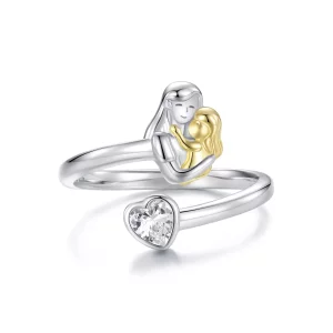 PANDORA Stijl Moeder en Dochter Knuffel Open Ring - SCR1052-E (afbeelding voor) PANDORA Stijl Moeder en Dochter Knuffel Open Ring - SCR1052-E