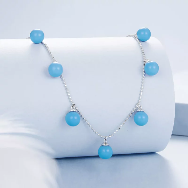 (afbeelding voor) PANDORA Stijl Blauwe turquoise sleutelbeen ketting - BSN405 - Bekijken 2