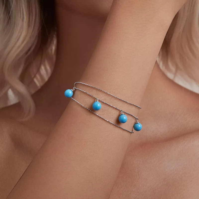 (afbeelding voor) PANDORA Stijl Blauwe turquoise sleutelbeen ketting - BSN405 - Bekijken 7