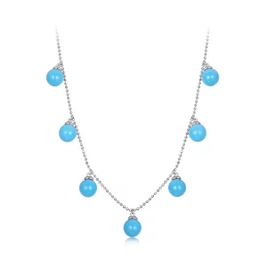 (afbeelding voor) PANDORA Stijl Blauwe turquoise sleutelbeen ketting - BSN405