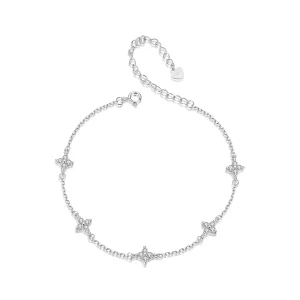 PANDORA-stijl enkelbandje met klavertje vier - BST008 (afbeelding voor) PANDORA-stijl enkelbandje met klavertje vier - BST008
