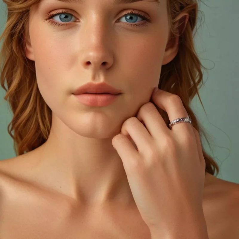 (afbeelding voor) PANDORA-stijl getextureerde brede ring - BSR604 - Bekijken 9