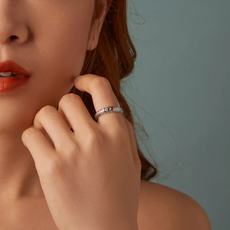 (afbeelding voor) PANDORA-stijl getextureerde brede ring - BSR604 - Bekijken 10