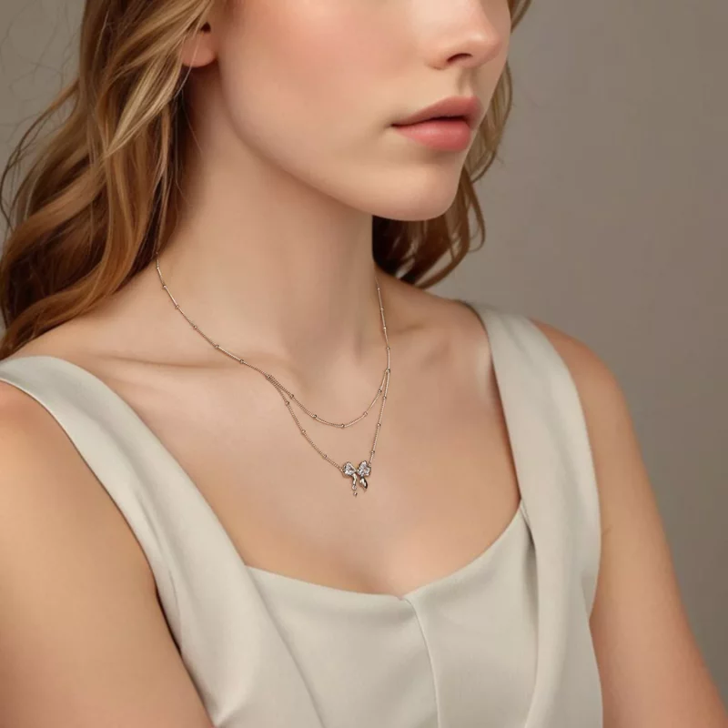 (afbeelding voor) PANDORA Stijl Glanzende Strik Halsketting - BSN398 - Bekijken 6
