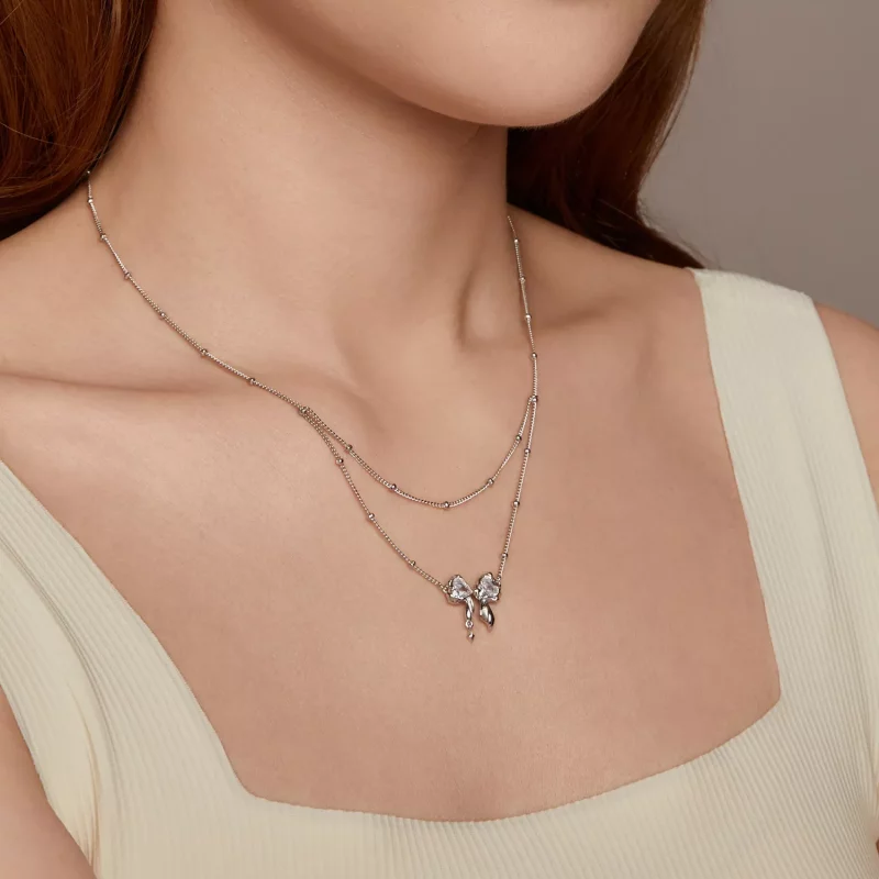 (afbeelding voor) PANDORA Stijl Glanzende Strik Halsketting - BSN398 - Bekijken 8