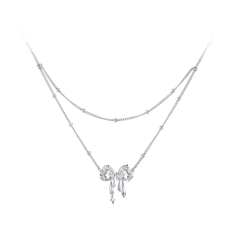 (afbeelding voor) PANDORA Stijl Glanzende Strik Halsketting - BSN398