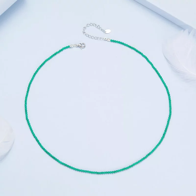 (afbeelding voor) PANDORA Stijl Groene agaat sleutelbeen ketting - BSN403 - Bekijken 4