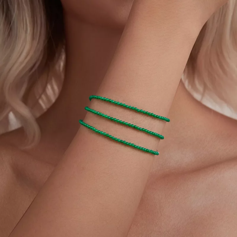 (afbeelding voor) PANDORA Stijl Groene agaat sleutelbeen ketting - BSN403 - Bekijken 7