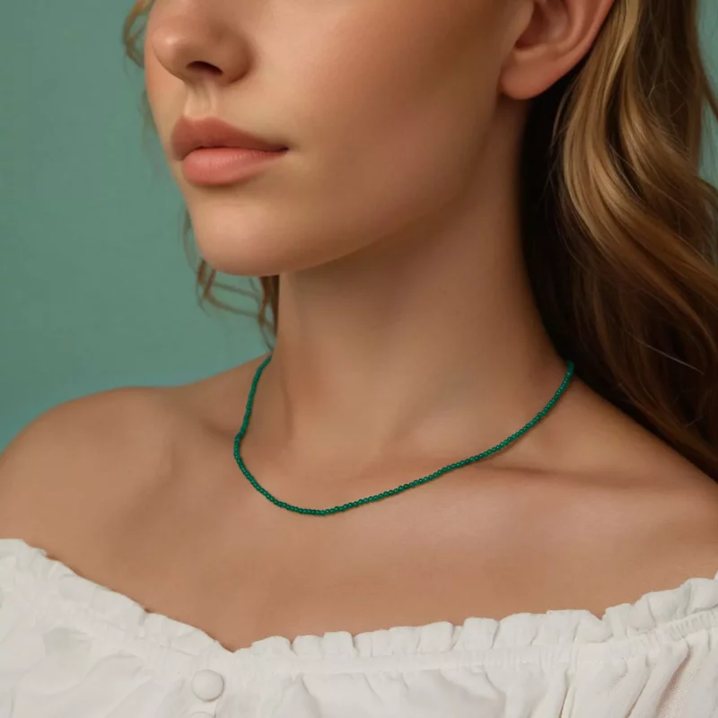 (afbeelding voor) PANDORA Stijl Groene agaat sleutelbeen ketting - BSN403 - Bekijken 8