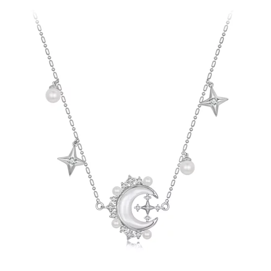 (afbeelding voor) PANDORA Stijl Halve Maan Ketting - YIN115