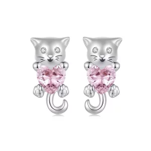 PANDORA Stijl Hart Kat Oorbellen - SCE1773 (afbeelding voor) PANDORA Stijl Hart Kat Oorbellen - SCE1773