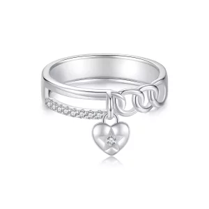 PANDORA-stijl hartvormige dubbele kettingring - BSR572 (afbeelding voor) PANDORA-stijl hartvormige dubbele kettingring - BSR572