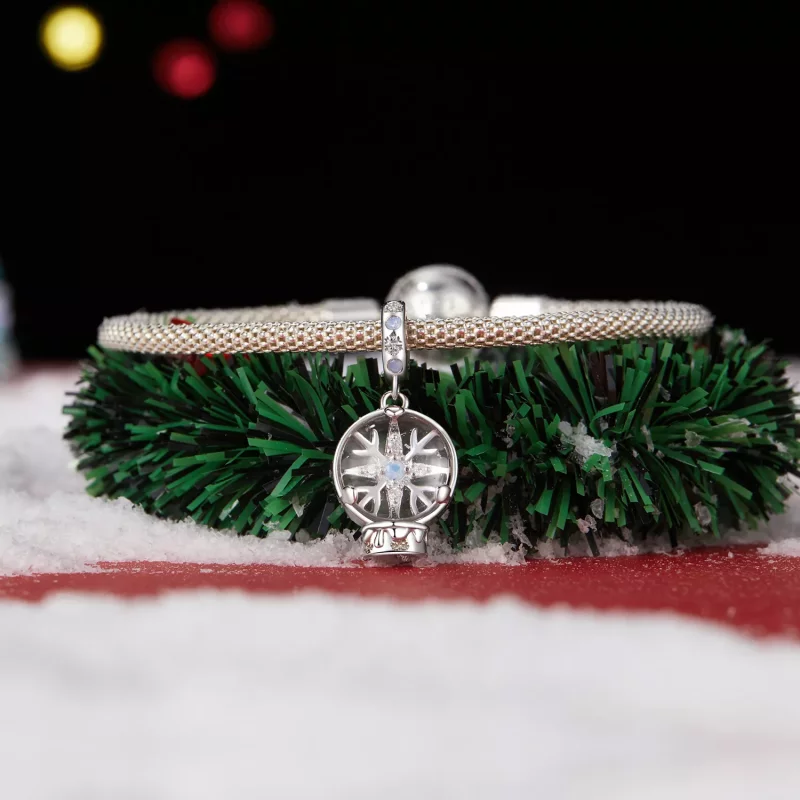 (afbeelding voor) PANDORA-stijl kerst sneeuwvlok kristallen bol hanger - SCC2917 - Bekijken 3