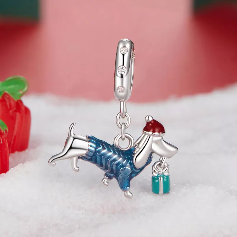(afbeelding voor) PANDORA-stijl kerst-teckelhanger - BSC1069 - Bekijken 2