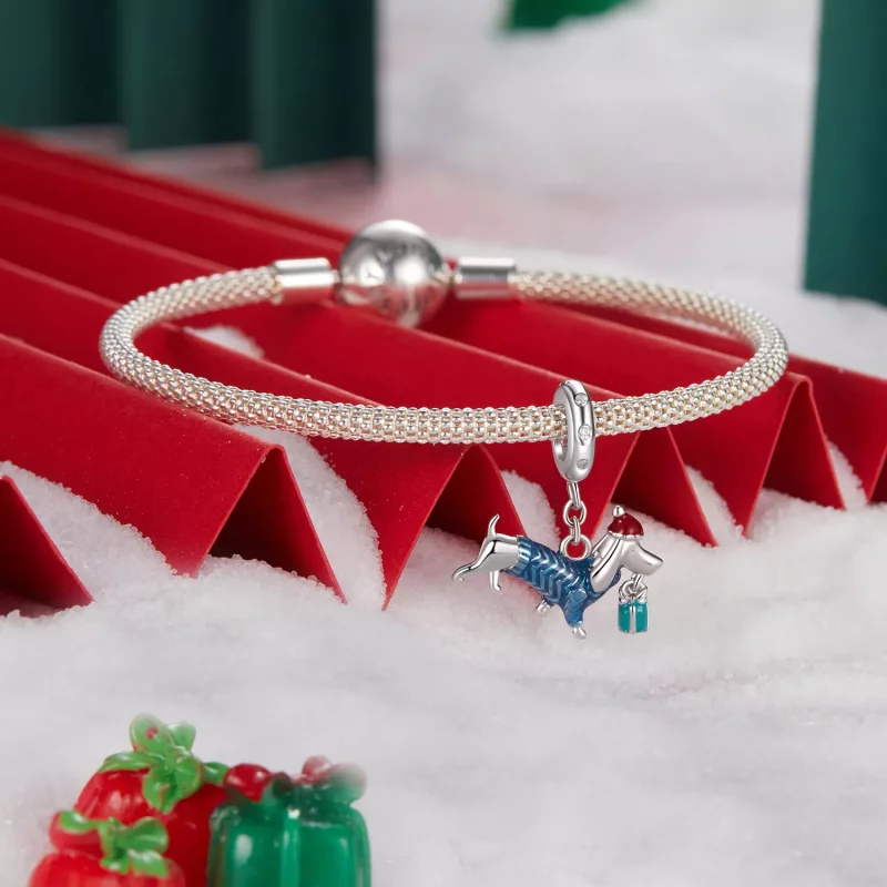 (afbeelding voor) PANDORA-stijl kerst-teckelhanger - BSC1069 - Bekijken 3